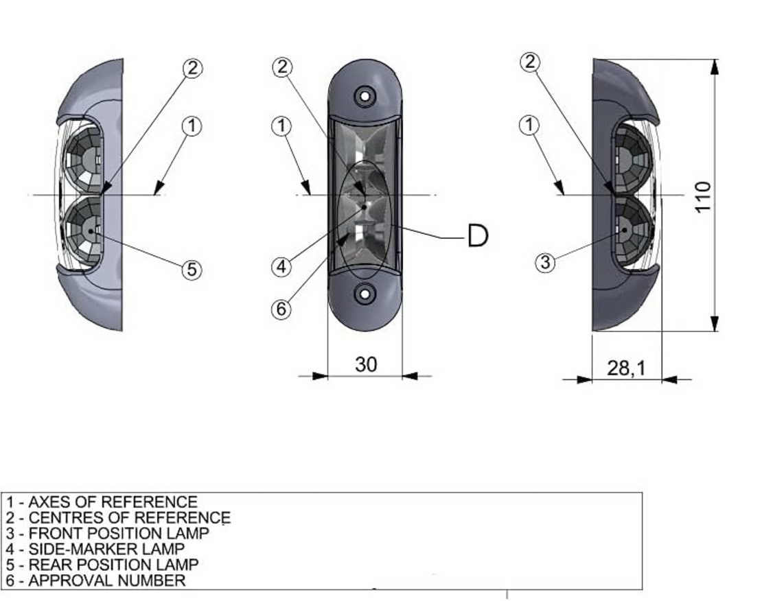 LED габарит, токос, 12V-24V, бяла, червена и оранжева светлина - за ремаркета, платформи, камиони и др.