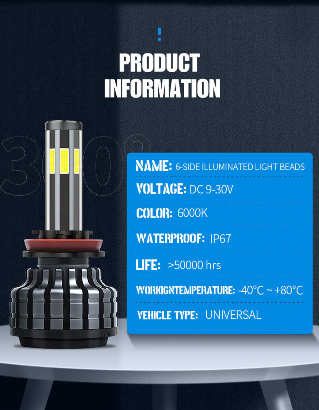 Комплект 360° градуса COB LED ЛЕД Диодни Крушки H4 Х4 12V 80W 16000lm За Фарове Canbus без Грешки къси/дълги