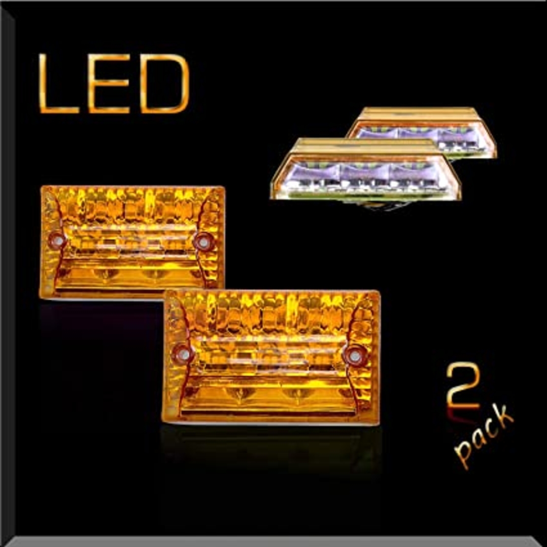 Комплект от 2 броя LED плафони за регистрационен номер бял с оранжево/жълта позиция - 12V - за ремарке каравана бус ван трактор и др.