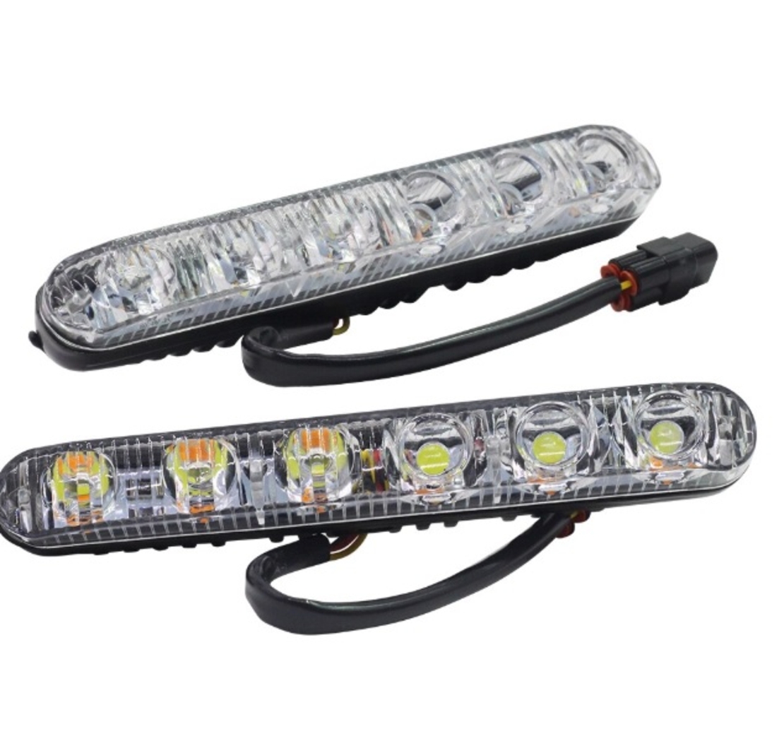 Комплект Предни Мощни 9 Led Лед Диодни Дневни Светлини С Мигач - Функция Динамичен Бягащ Мигач - 12V 36W