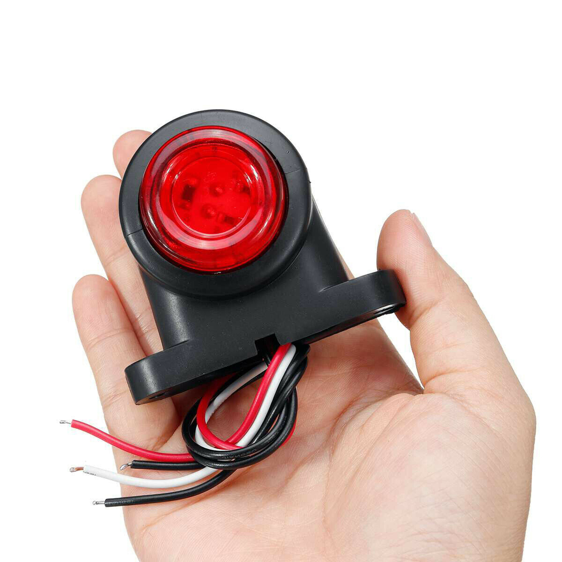 Комплект от 2 броя Въртящи се LED ЛЕД Светодиодни Габарити Токоси Рогче Рогчета 12-24V Червено-Бяло За Ремаркета Платформи Камиони Каравани и др.