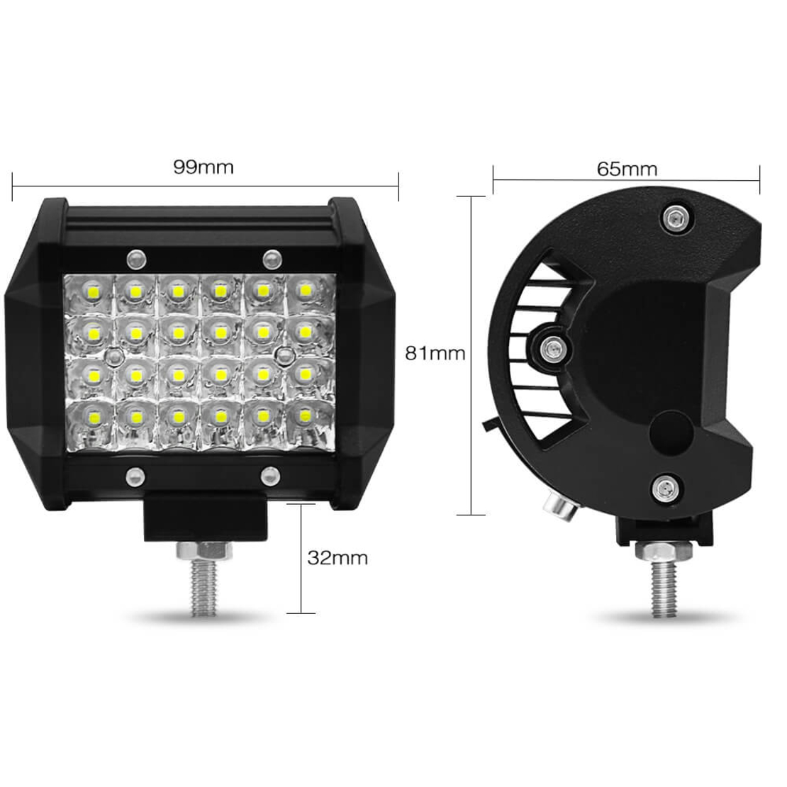 Универсален 72W Лед LED Халоген Фар Работна Лампа 12V - 24V с Насочена Spot Светлина за автомобил офроуд бус ван камион