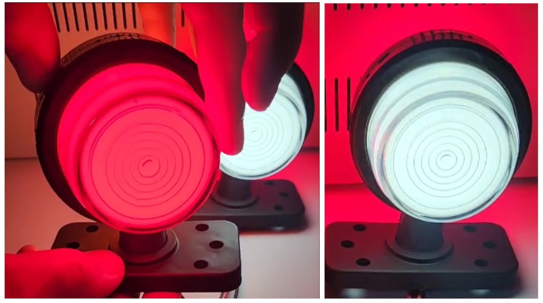 Комплект 2 бр. LED габарити маркери тип рогче 12V-24V, бяло-червено, Неон ефект - за ремаркета, платформи, камиони и др.