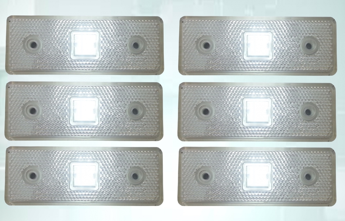 12V Диоден 4 LED ЛЕД Маркер габарит токос светлина за камиони бус ван ремарке каравана - 110 мм х 40 мм - бял MAR030