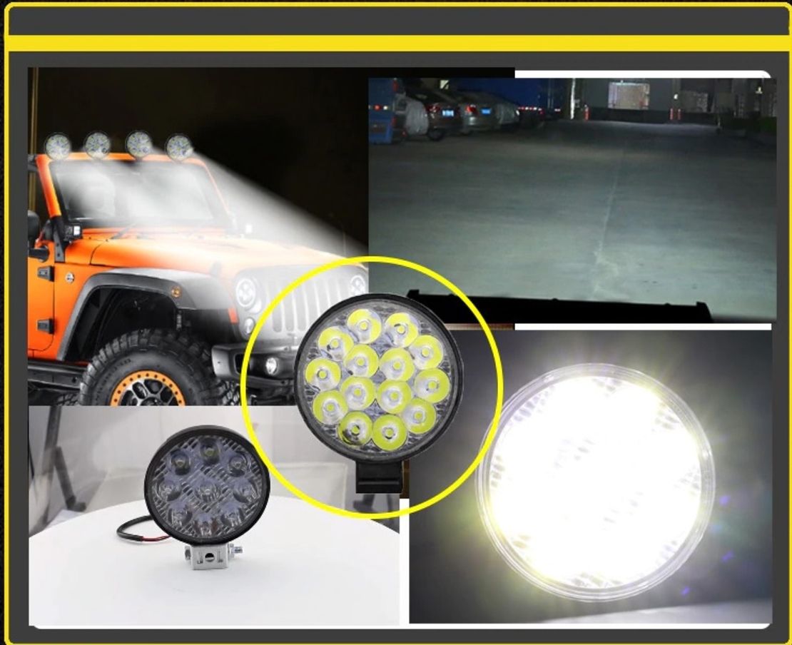 42W Кръгъл Мини Led Диоден Фар Прожектор Дневни Светлини 12V 24V Слим Slim
