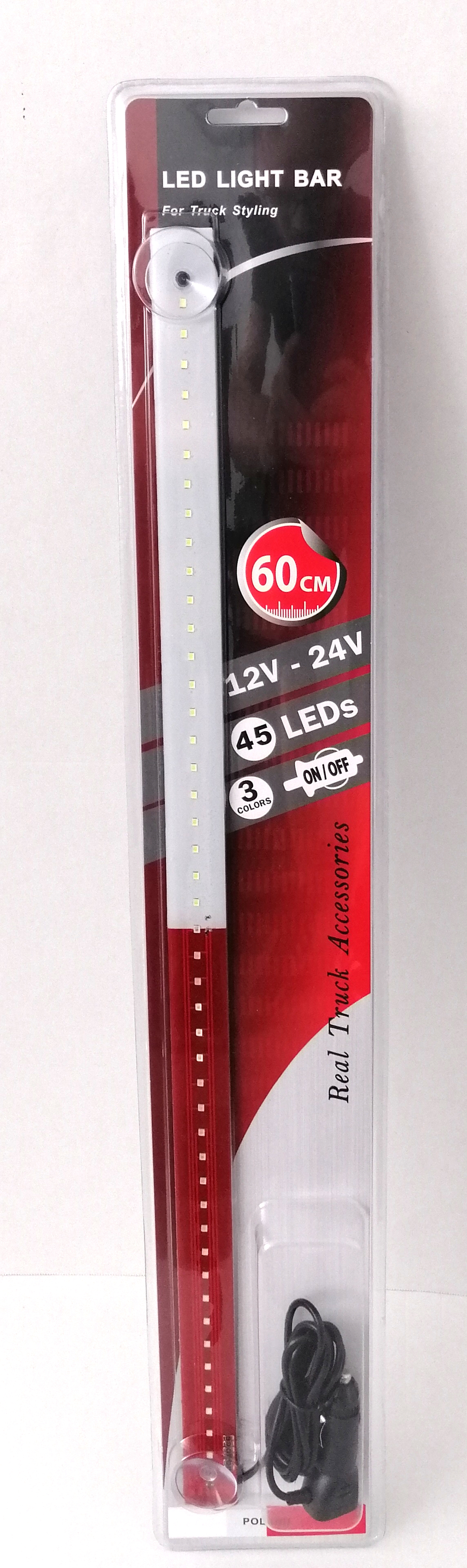 Светещ лед бар 60 cm 45 LED 12V - 24V бяло-червено PL Poland флаг знаме Полша