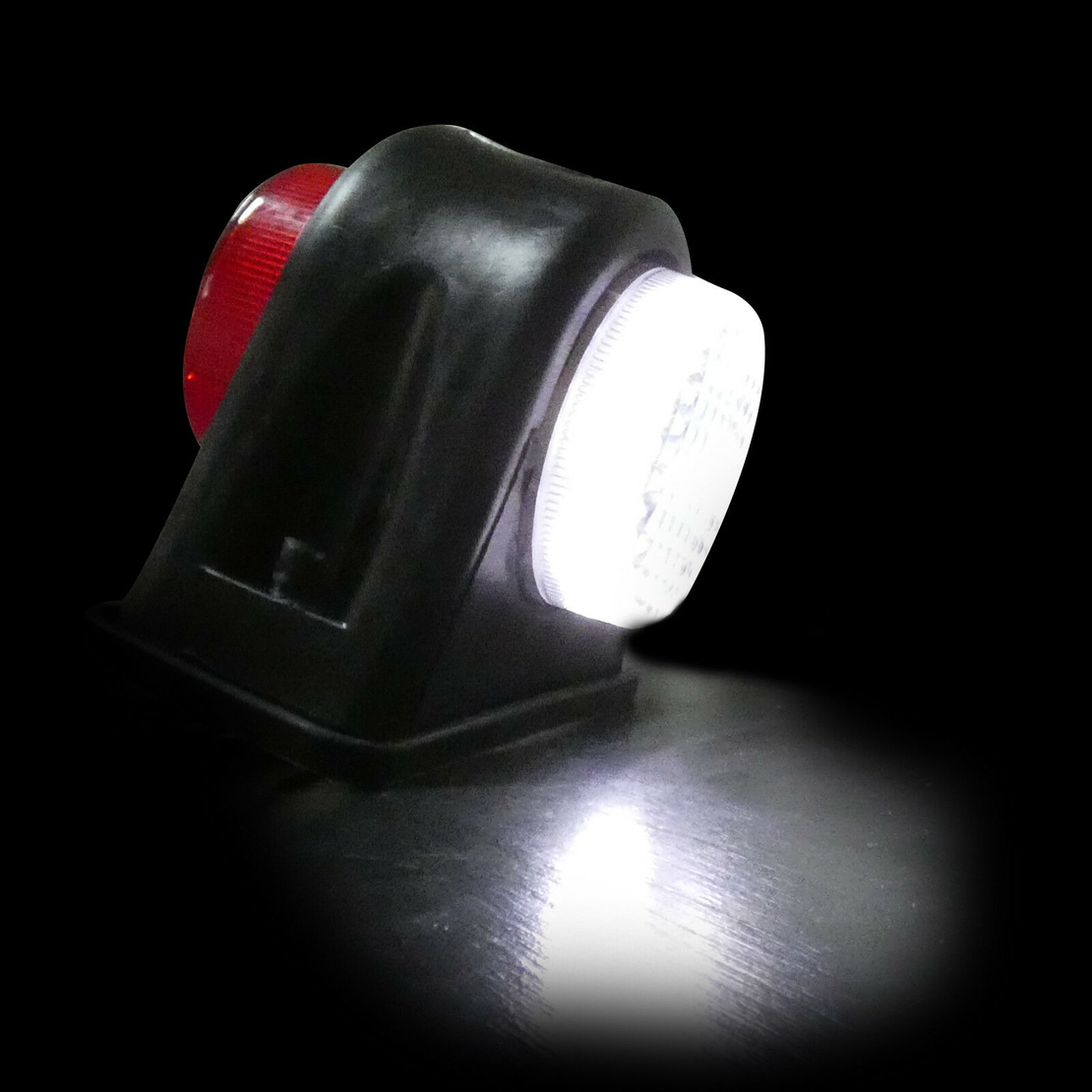 2 броя - 12V LED - Гумени Диодени Странични Маркери Рогчета Светлини За Камион Ремарке Платформа Бяло Червено
