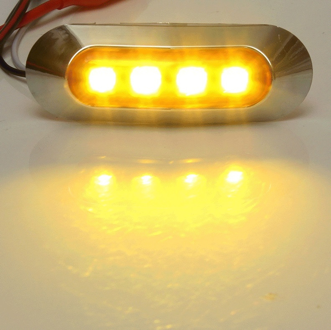 Оранжев/Жълт LED Габарит, Маркер, 4 диода, Хромирана рамка - 12V