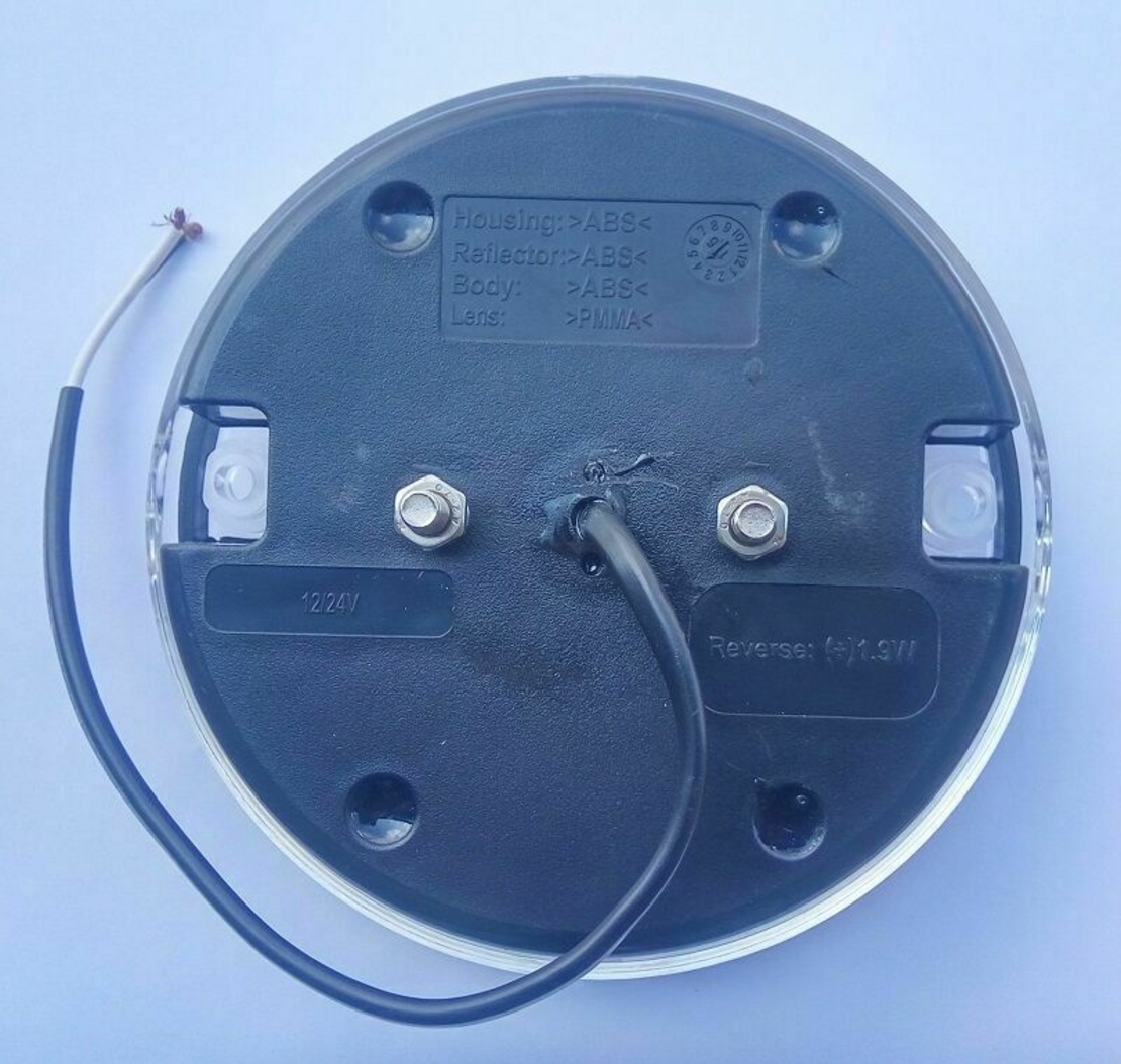 1 брой LED Лед Диоден Стоп Бял задна скорост светлина , Кръгъл Ø14cm, 12V-24V, За Камион, Ремарке, Бус , Каравана, Кемпер