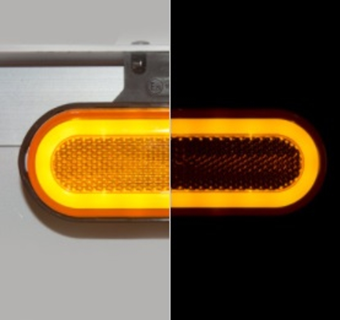 LED Светодиоден Габарит, Мигач, със Стойка, Маркер, Оранжев, Вграден Рефлектор, Е-Mark, Ефект Неон, Водоустойчив, 12V-24V