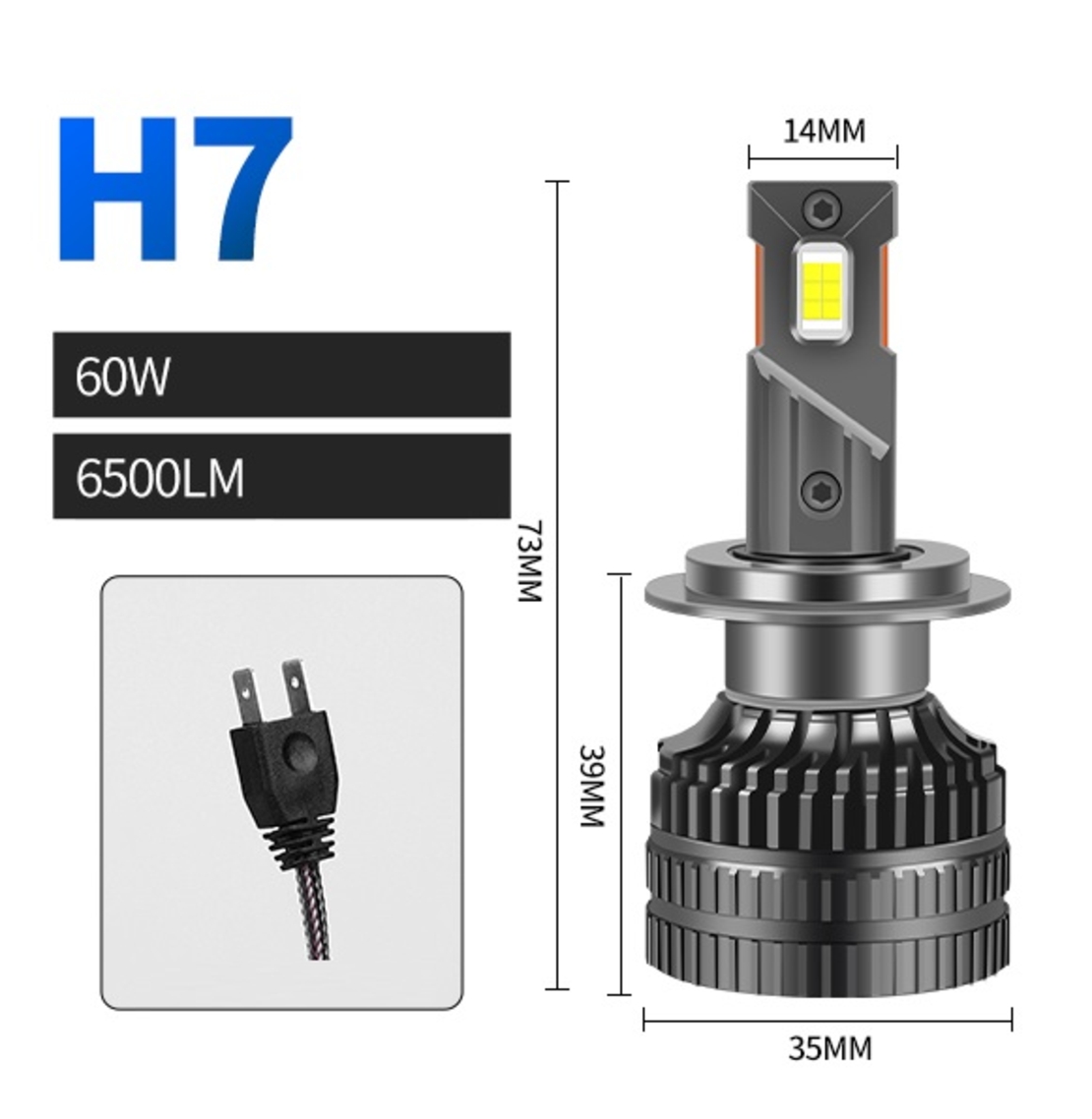 Комплект от 2 броя LED ЛЕД диодни крушки H7 Х7 12V 120W 13000lm за фарове Canbus без грешки 6000К