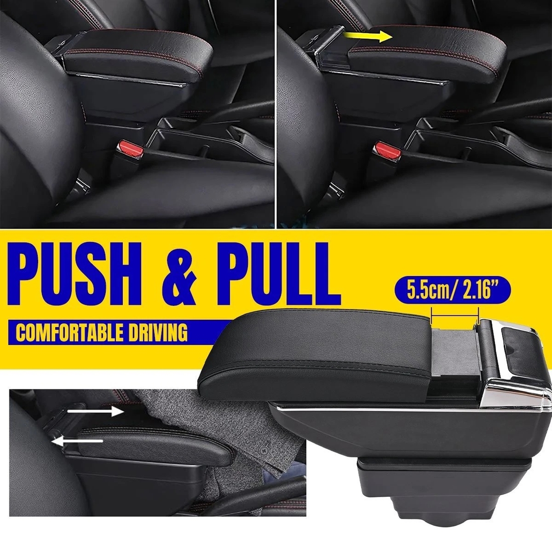 Подлакътник барче за Opel Astra J 2009–2018 MK4 - Еко кожа – Черен