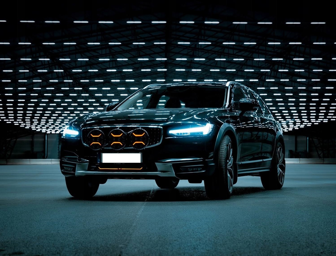 LED + DRL Диоден Халоген Фар Бял Оранжев Габарит Ø 230 мм 12V 24V за джип камион трактор багер земеделски машини и др.