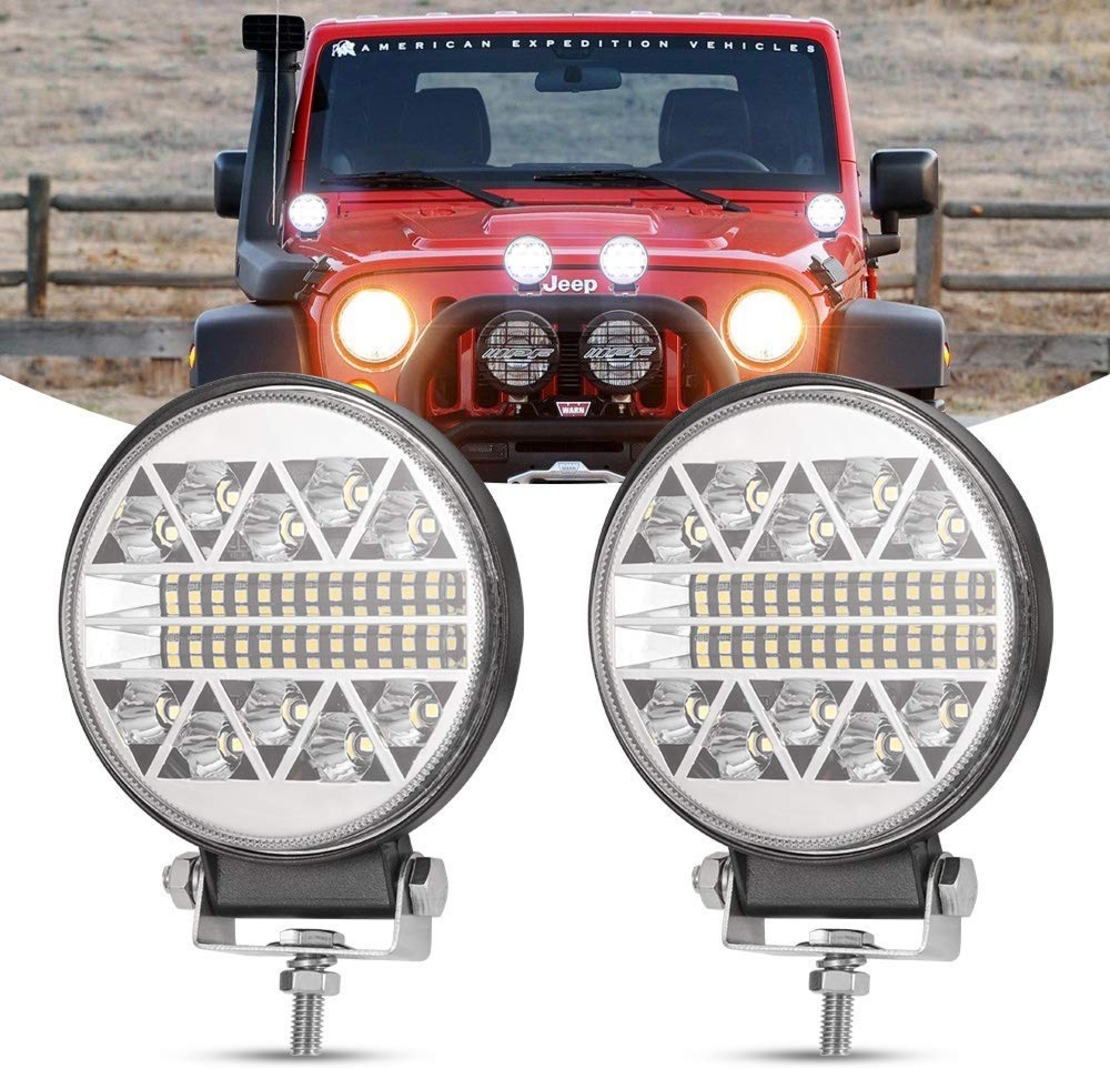 108W LED ЛЕД Диоден Фар Кръгла Работна Лампа Прожектор Задна Светлина 12V 24V