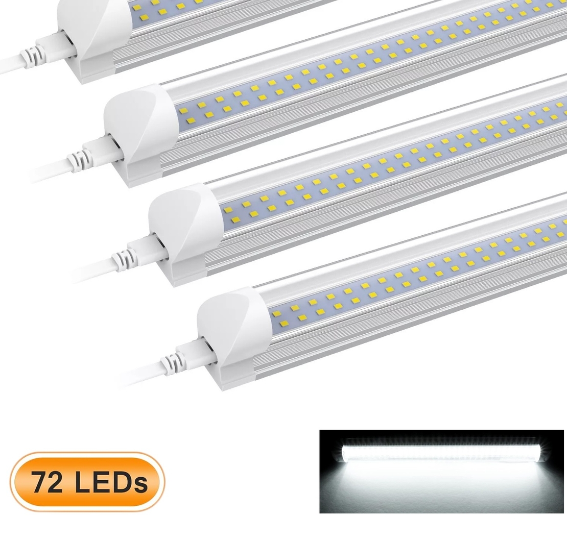 LED Лампа бяла светлина 72 LED, 12V, 6500K, 33 см – Алуминиев корпус, с кабел и букса за свързване