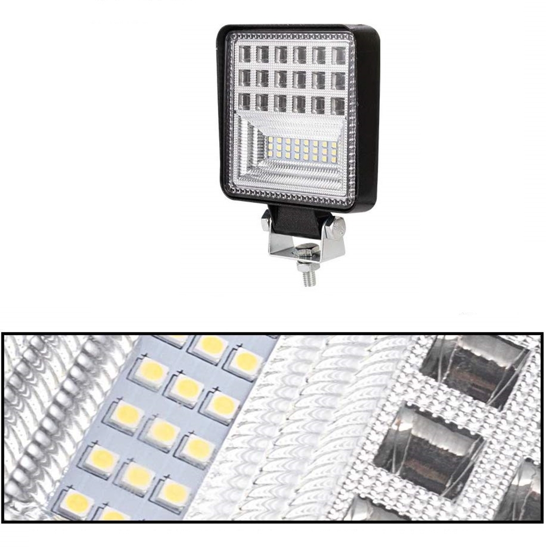 Универсален 126W Лед LED Халоген Фар Работна Лампа 12V - 24V бяла светлина за автомобил офроуд бус ван камион