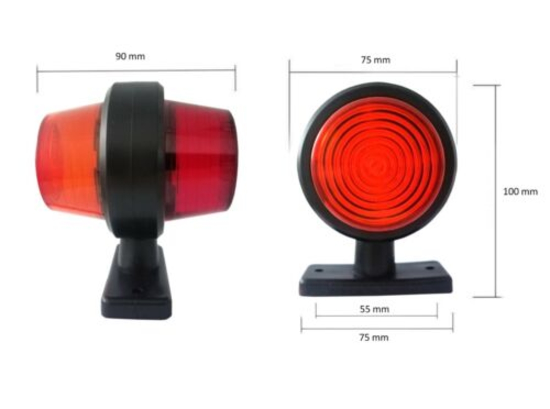 Комплект от 2 броя 12-24V ЛЕД LED Диодни Странични Маркери, Рогчета, Светлини За Камион, Ремарке, Каравана, Кемпер АТВ и др., червено-оранжево