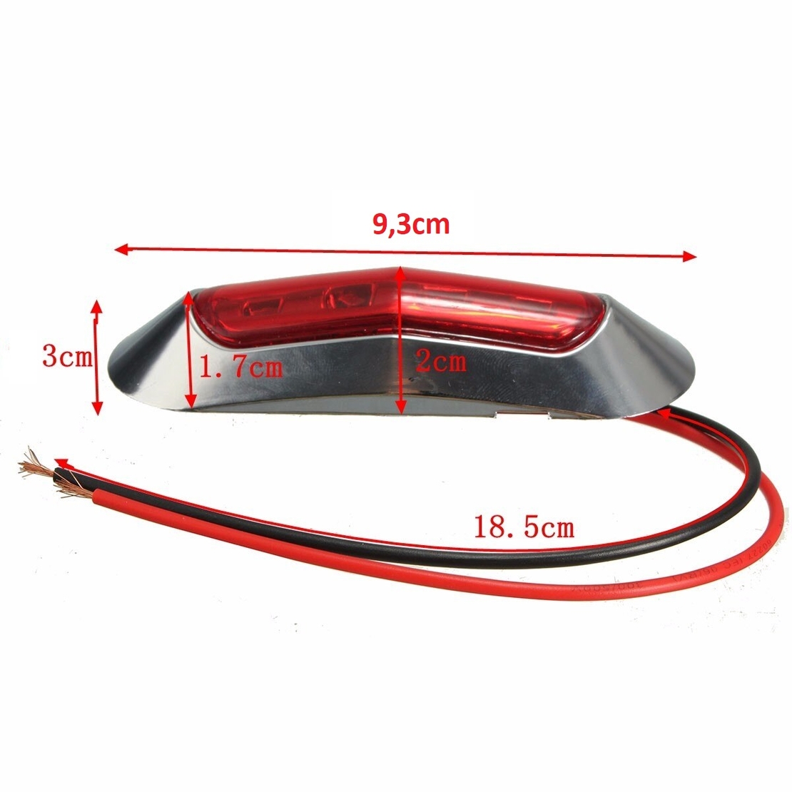Червен LED Габарит, Маркер, 4 диода, Хромирана рамка - 12V