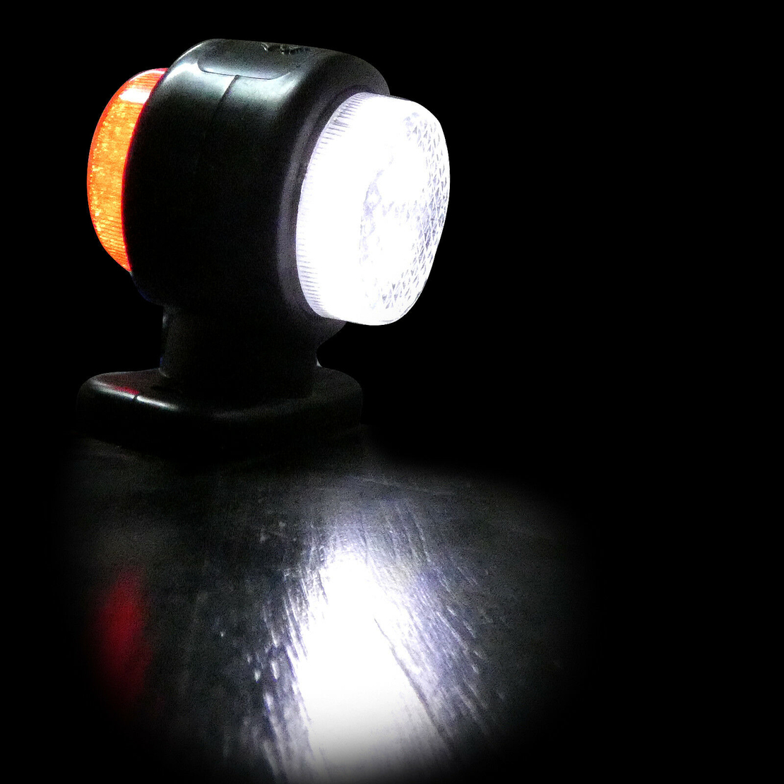 2 броя 12V LED ЛЕД Гумени Странични Рогчета Маркери - габаритни светлини за камион тир ремарке - 85мм х 80мм бяло-червено