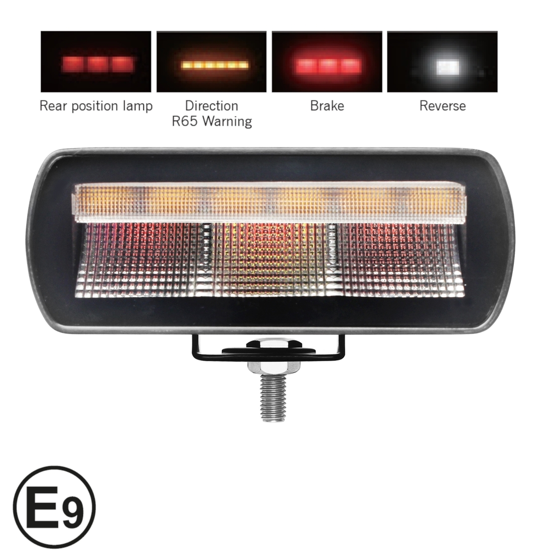Мултифункционален LED стоп Flexzon – габарит / мигач / заден ход / аварийна блиц светлина с 4 функции, IP67/69K, 12–24V