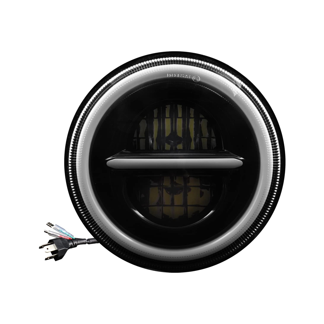 Комплект от 2бр. универсален 7 инча 18см ЛЕД LED фар лампа халоген 12V-24V къси/дълги с DRL дневни светлини мигач бяло-жълто 7500lm за АТВ джип мотоциклет камион трактор и др.