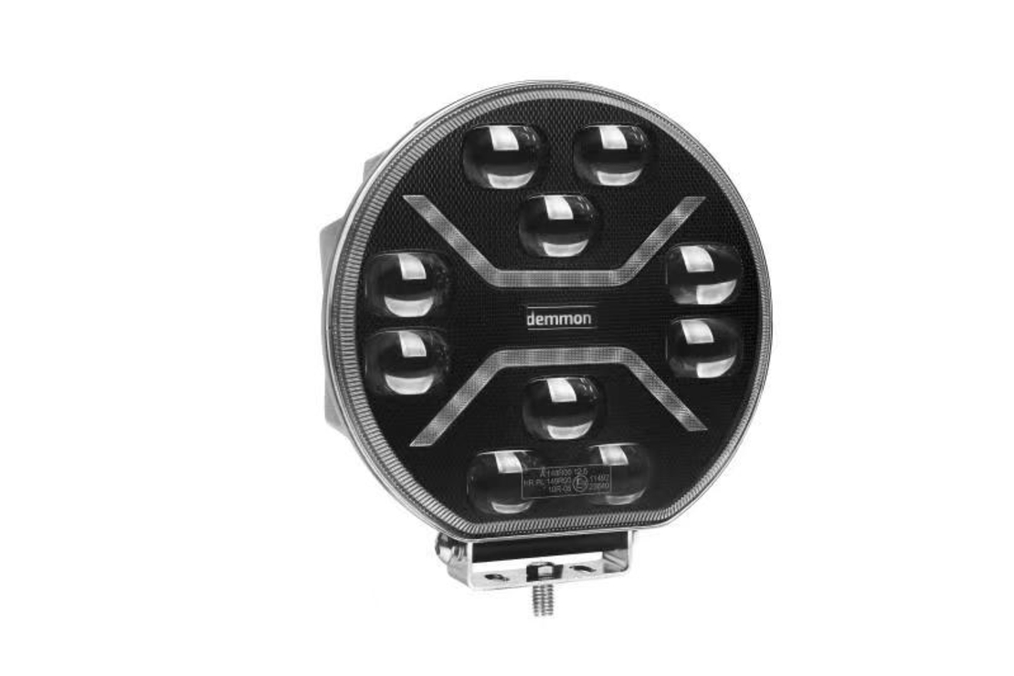 Диоден Халоген Фар с Бял Оранжев Габарит LED + DRL 70W Ø 220 мм 9 12V 24V Е-Mark Е9 за джип камион трактор багер земеделски машини и др.