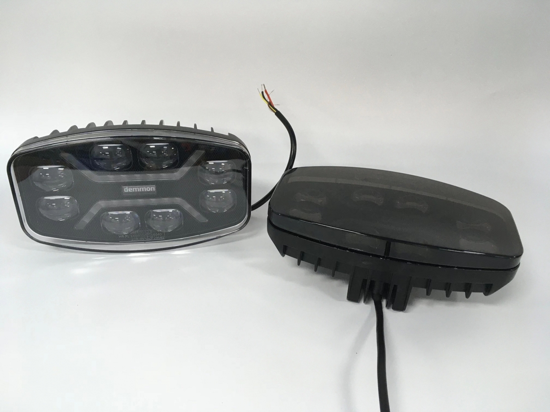LED ЛЕД диоден фар халоген лампа 12V - 24V 48W бяло-жълто с черно стъкло за АТВ джип камион трактор земеделски и селскостопански машини и др. 245 x 139.4 x 90 mm E-mark E9