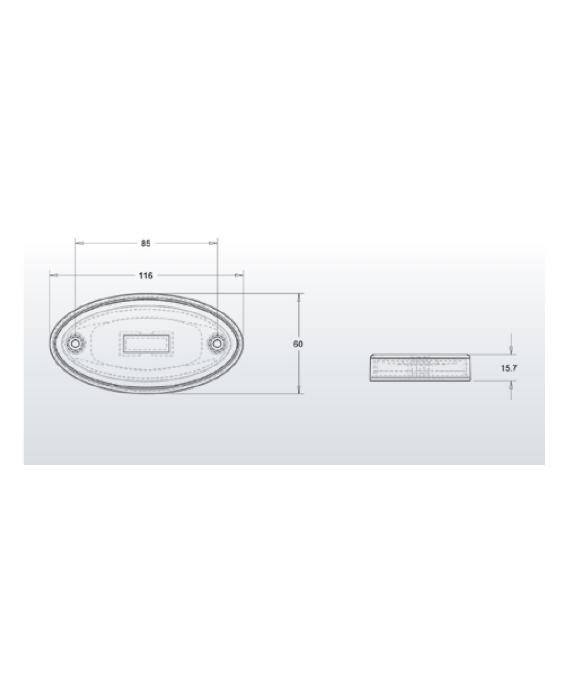 LED Светодиоден Габарит, 116mm x 60mm, Червен, Неон Ефект, Три Функции,12V-24V