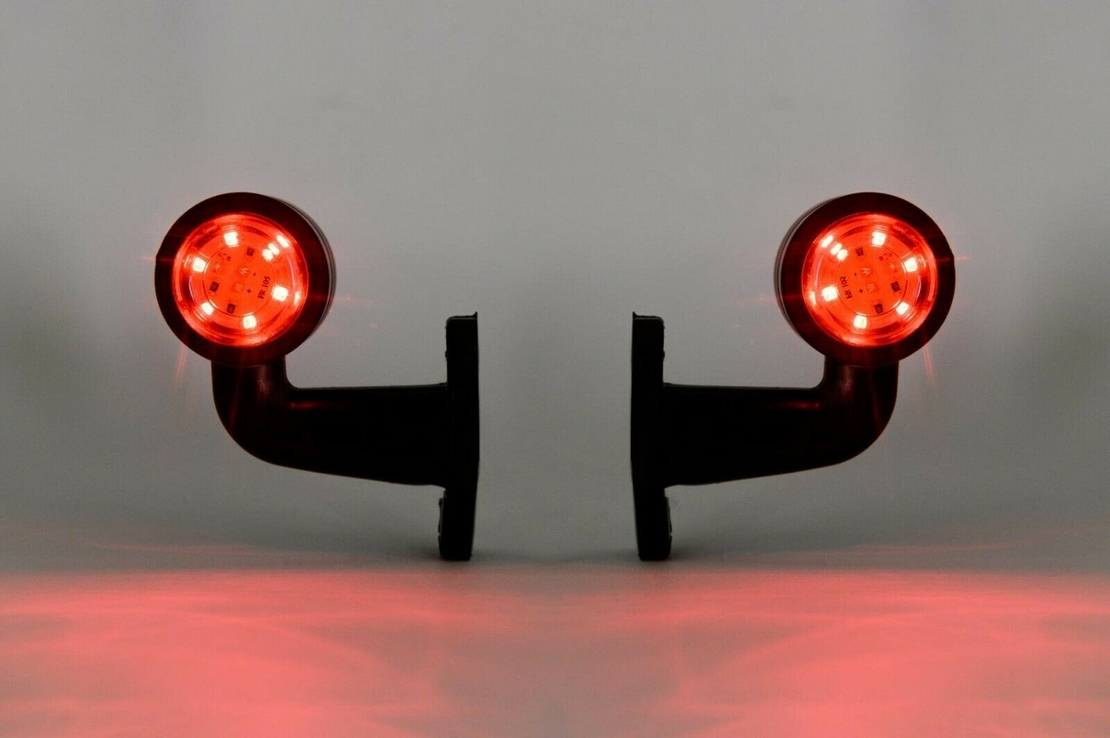 Комплект от 2бр LED ЛЕД мини странични габаритни светлини тип рогче 12V - 24V червена + бяла светлина за камион бус ремарке