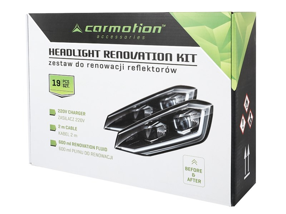 Комплект за възстановяване на фарове от течен полимер 600 ml, 19 части - Carmotion