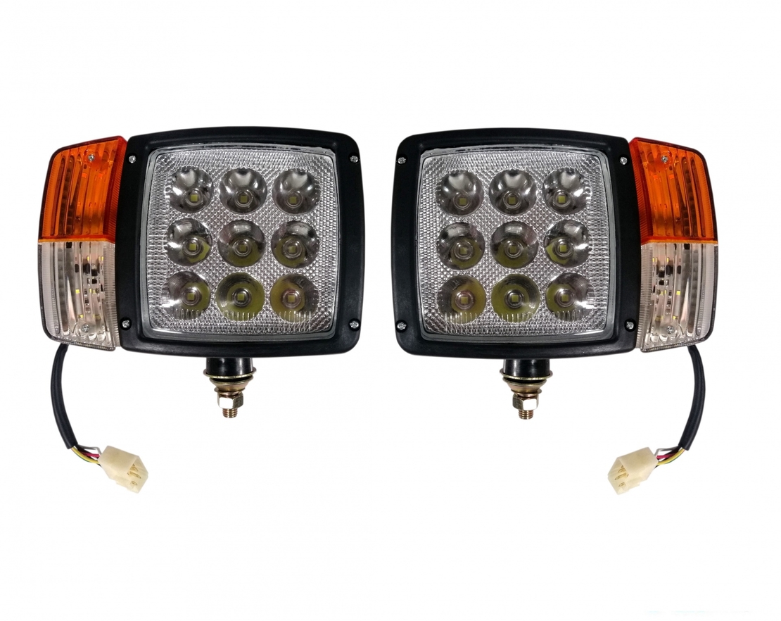 Комплект LED Фарове с Мигач, Габарит, Подходящ за Трактор, Комбайн, Багер, Снегорин и др - 9 диода 27W 12-24V 2200-2700 lm