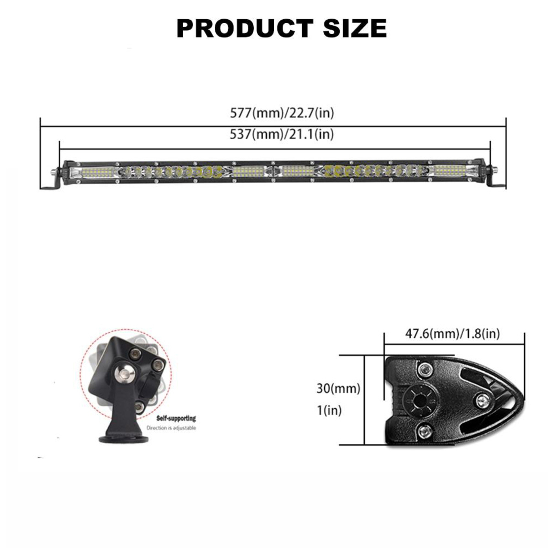 54 см LED Лед Диоден Бар , 9000 lm 180W, Ултра Тънък 12-24V Комбинирана Combo - Flood и Spot Светлина