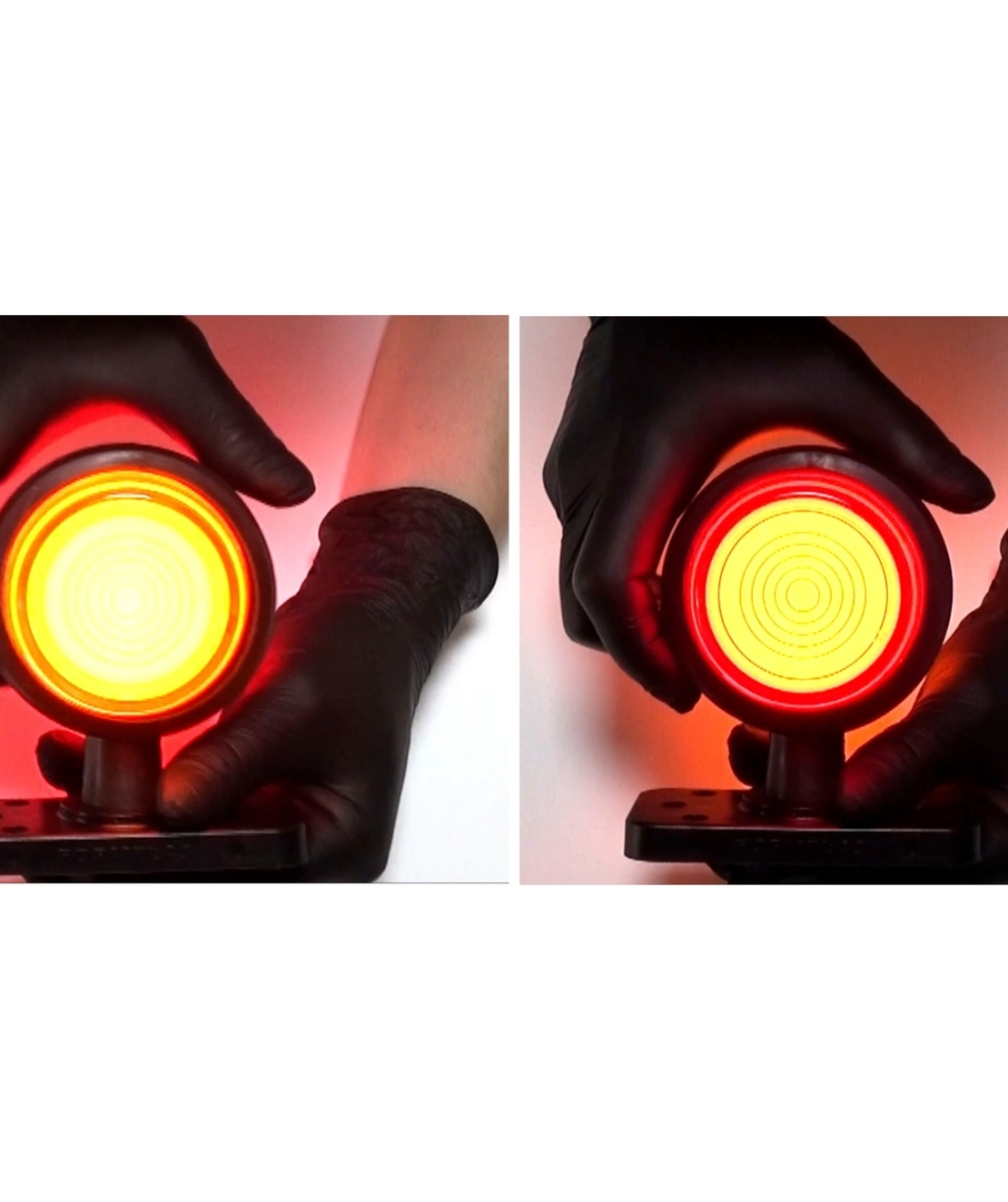 LED габарит маркер тип рогче 12V-24V, оранжево-червено, Неон ефект - за ремаркета, платформи, камиони и др.