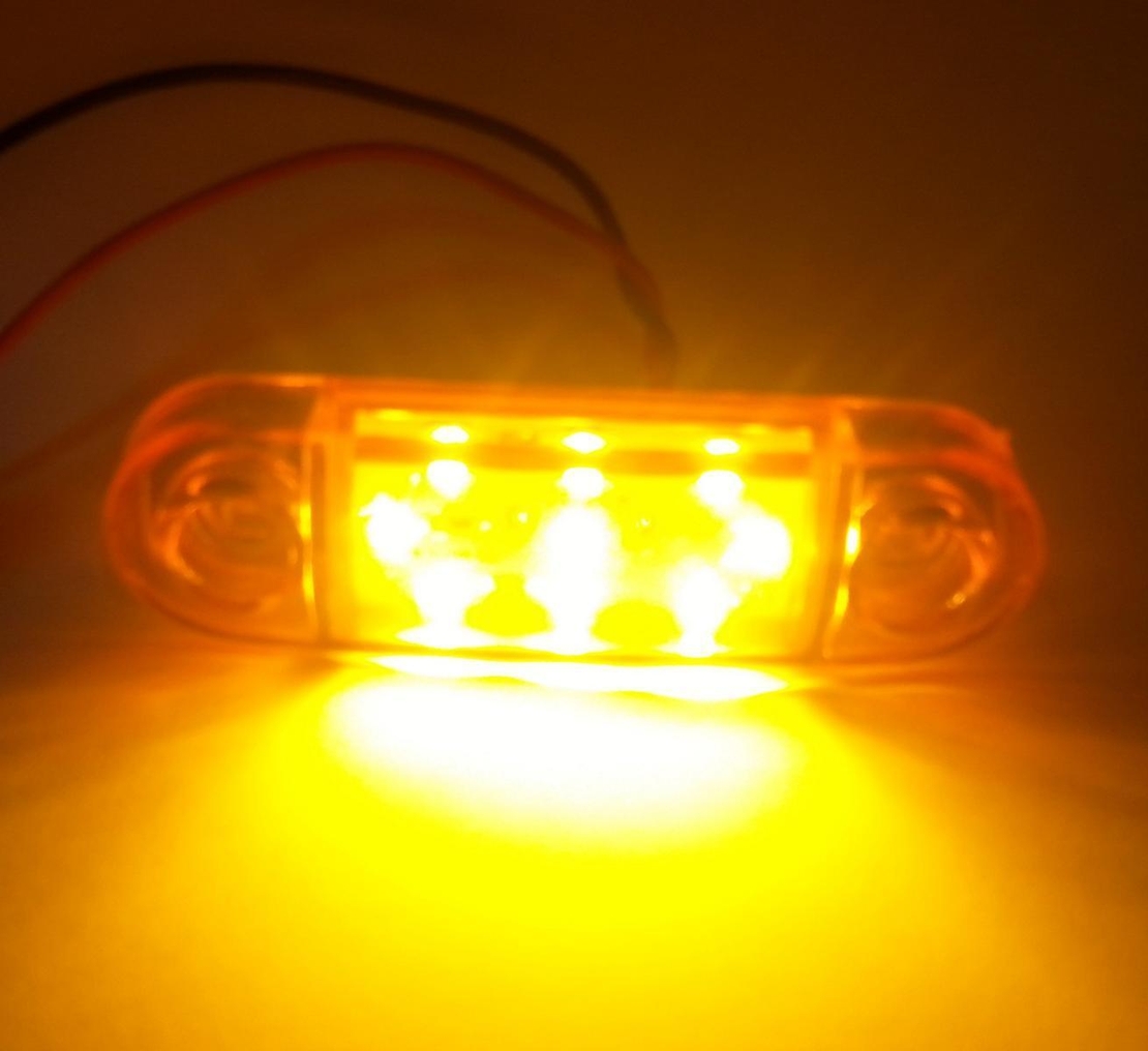 Светодиоден маркер габарит токос жълта оранжева светлина със 9 LED ЛЕД за бус ван ремарке каравана платформа 24V