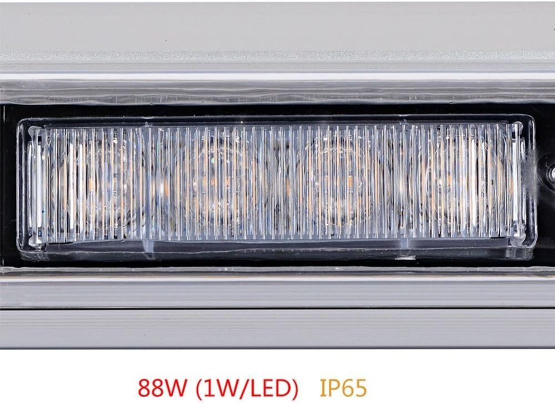 120 см 88 LED ЛЕД 88W мощна аварийна диодна сигнална лампа блиц 12-24V 15 режима на работа жълта оранжева светлина E-Mark Е9 за пътна помощ платформа снегорин багер и др.