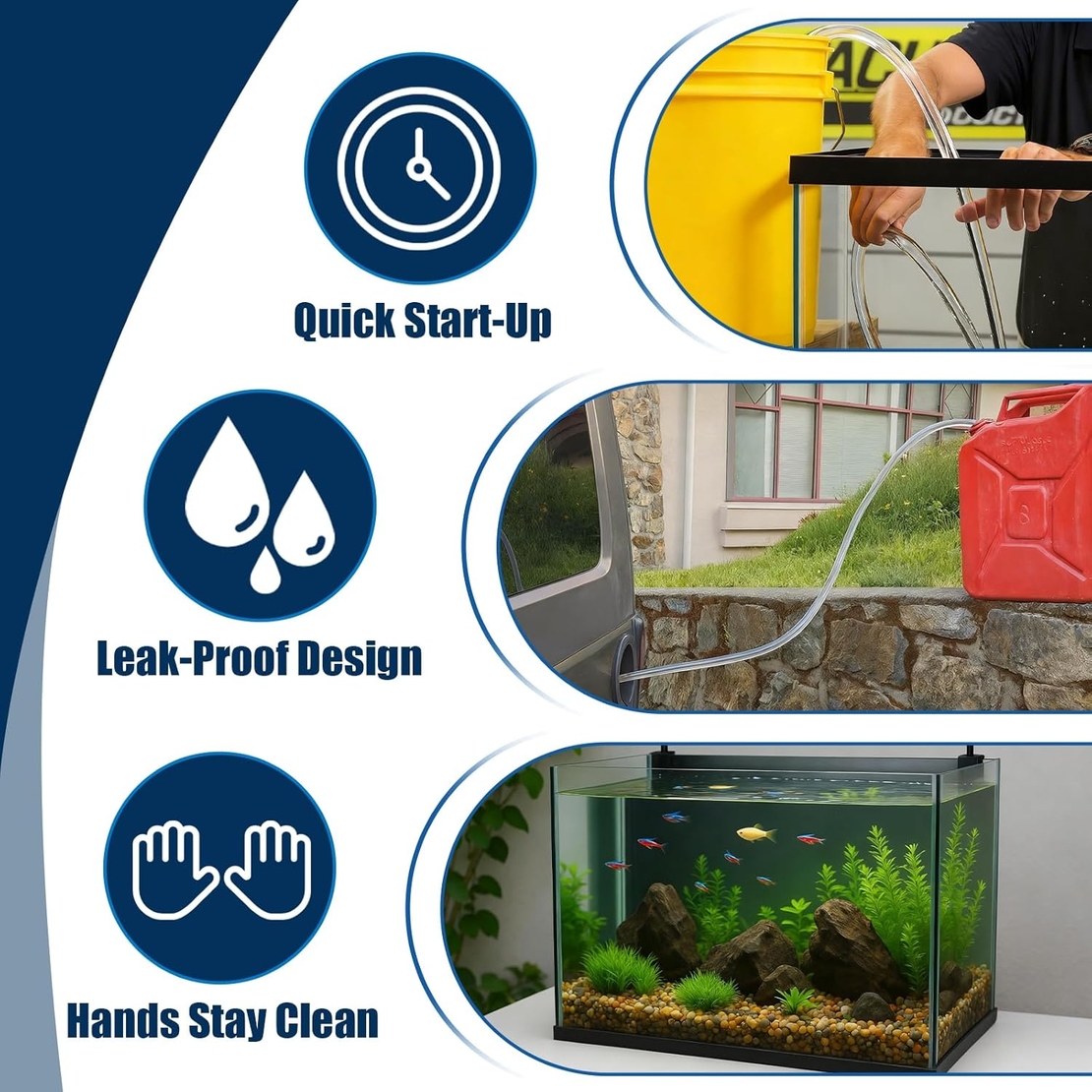 Самозасмукващ маркуч с клапан 12мм 1.7 м, ръчна сифонна помпа за гориво и течности