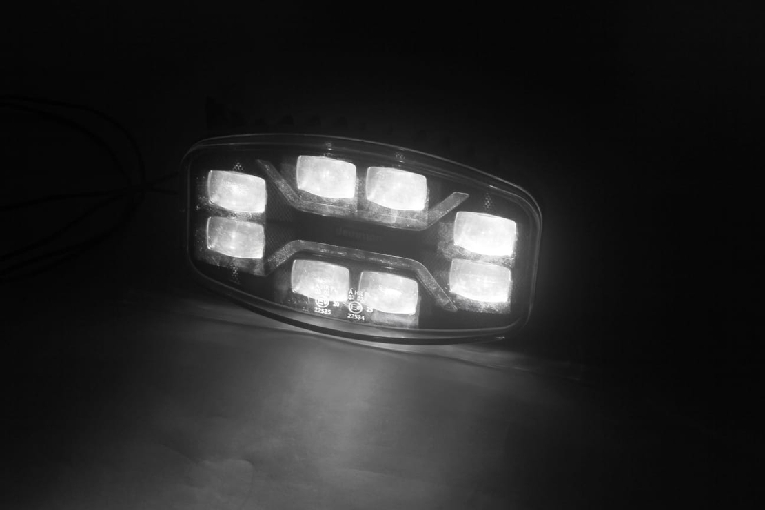 LED ЛЕД диоден фар халоген лампа 12V - 24V 48W бяло-жълто с черно стъкло за АТВ джип камион трактор земеделски и селскостопански машини и др. 245 x 139.4 x 90 mm E-mark E9