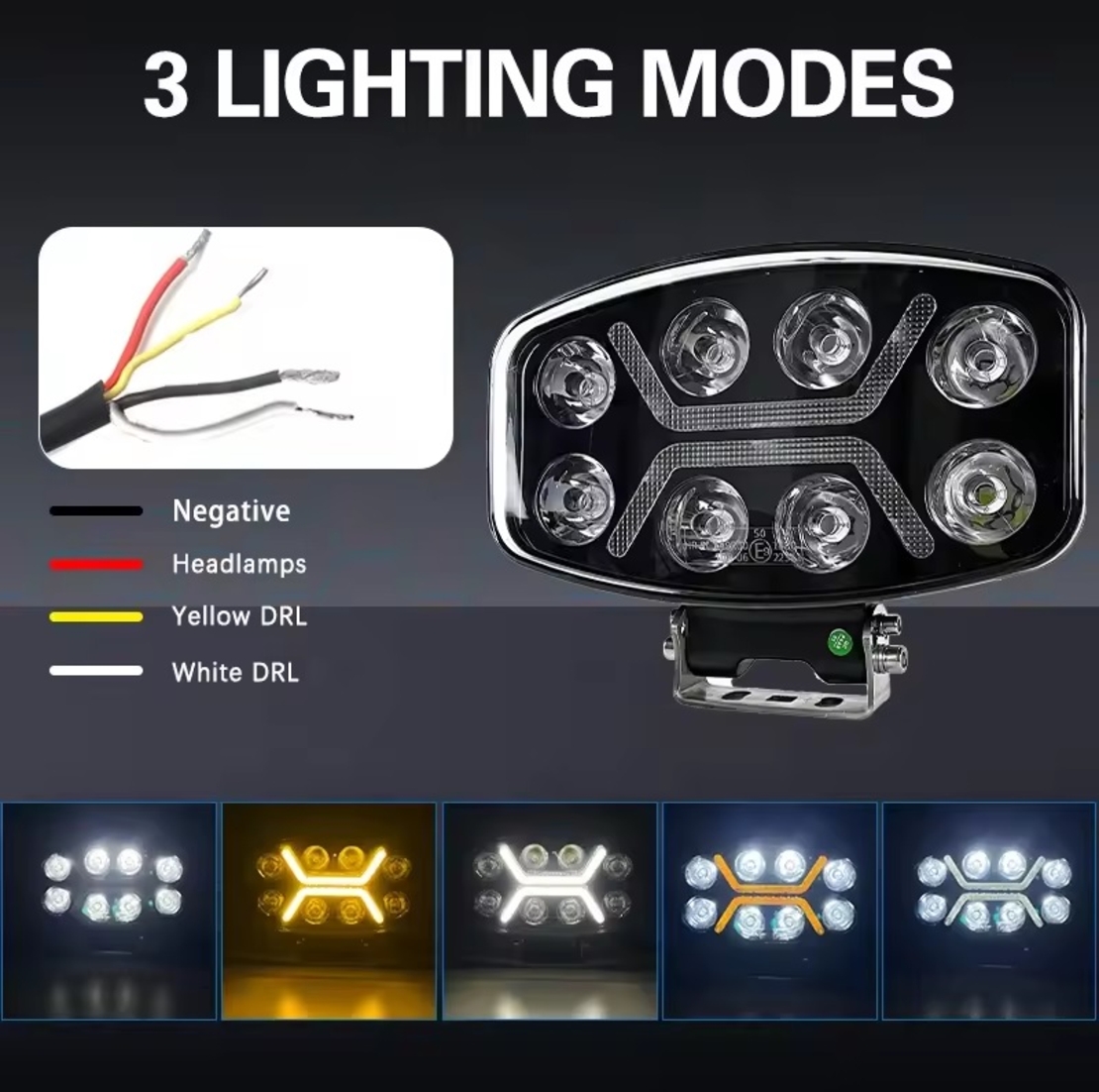 LED мощен диоден фар халоген лампа 12V-24V 90W бяло-жълто за АТВ джип камион трактор земеделски и селскостопански машини и др.