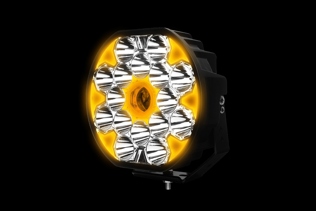 LED Халоген 22см Фар Бяла Светлина + Бяла и Жълта Габаритна 80W 9100lm 12V 24V Е-марк Е9 Бус Ван 4х4 Джип ATV Камион Трактор