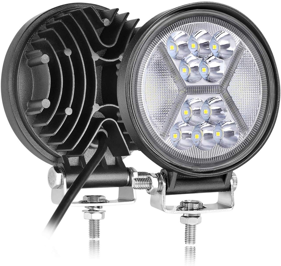 Универсален 126W Лед LED Халоген Фар Работна Лампа 12V - 24V бяла светлина + блиц мигаща бяла светлина за автомобил офроуд бус ван камион