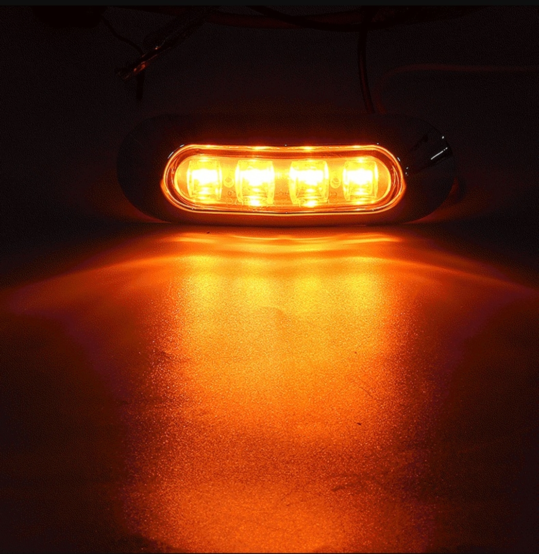 Оранжев/Жълт LED Габарит, Маркер, 4 диода, Хромирана рамка - 12V