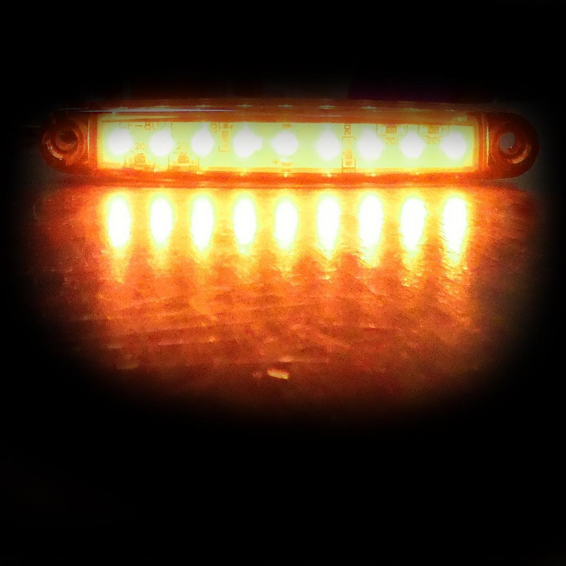 1 брой ЛЕД LED Оранжев Жълт Диоден Маркер Габарит Токос със 9 светодиода за камион ремарке бус ван каравана платформа 12-24V