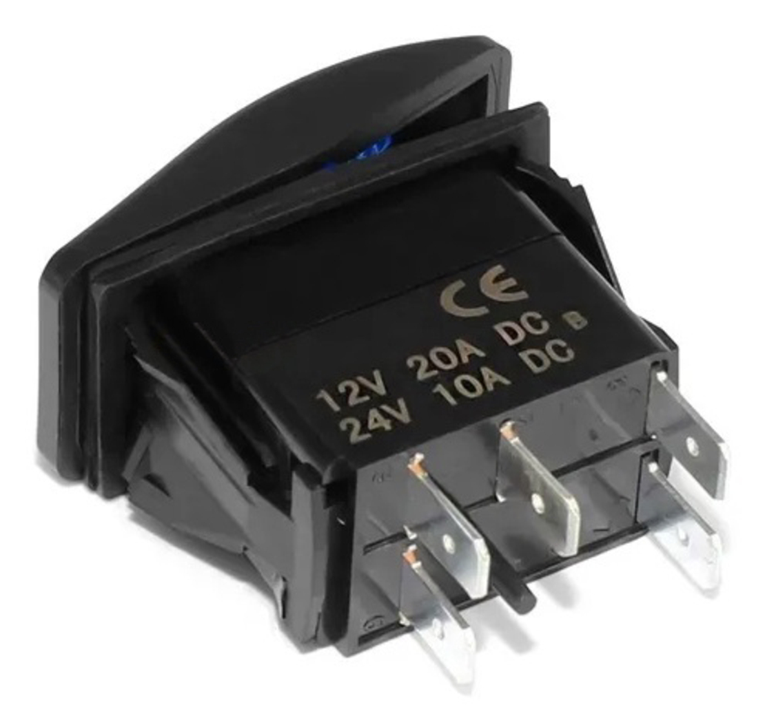 Копче, Бутон, За Вграждане, за LED Лед Бар, Халоген, Светлини, 12V - 24V, Надпис  LED LIGHT BAR , Синя Светлина