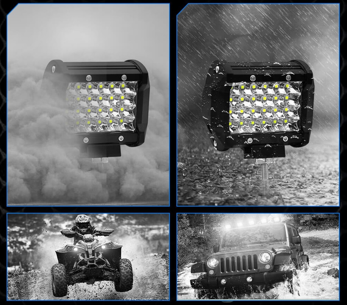 Универсален 72W Лед LED Халоген Фар Работна Лампа 12V - 24V с Насочена Spot Светлина за автомобил офроуд бус ван камион