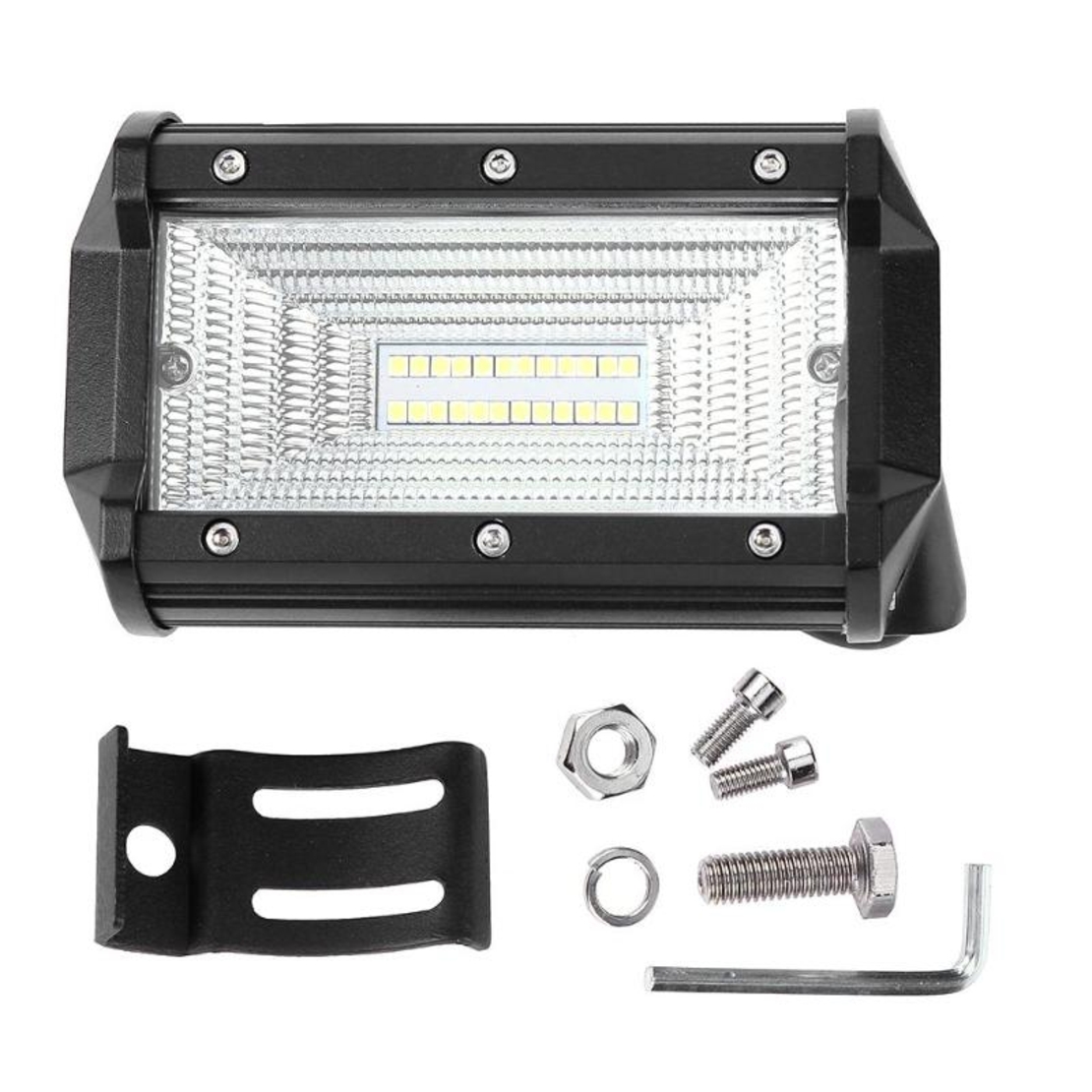 Универсален 72W Лед LED Халоген Фар Работна Лампа 12V - 24V с Разпръсната Flood Светлина за автомобил офроуд бус ван камион
