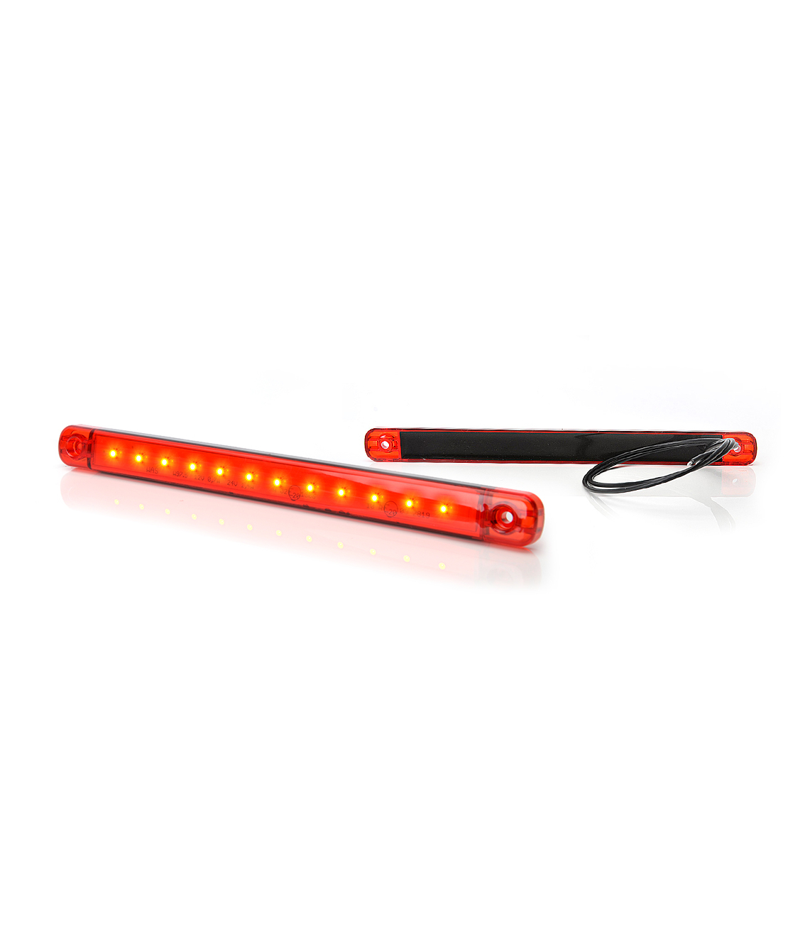LED Светодиоден Габарит, Маркер, Червен, Е-Mark, 12 LED, 12V-24V, 24 см