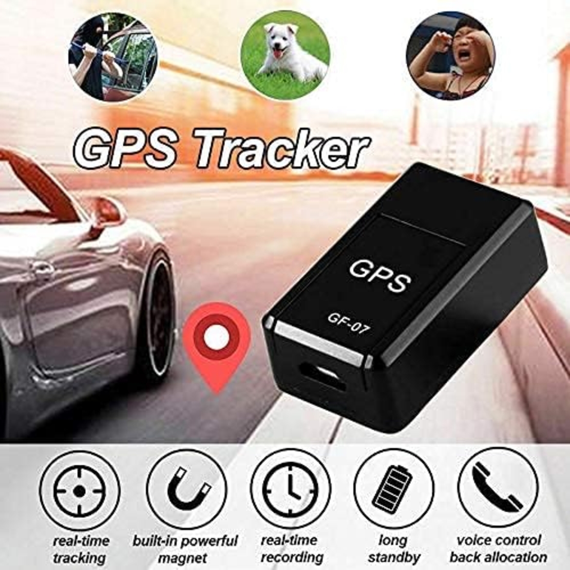 Мини черен GPS тракер за проследяване и подслушване в реално време със СИМ карта и слот за Mini TF card