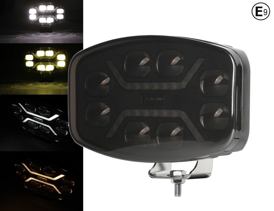 LED Халоген Фар DRL бяла/жълта светлина - Опушен - 12-24V за джип, камион, агротехника и др.