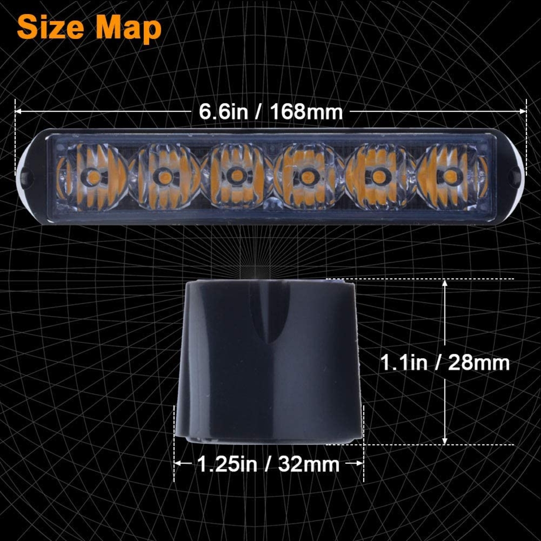 Комплект 2 Броя С Конектор 6 LED Диода 17cm Сигнална Аварийна Блиц Маяк Led Бар Лампа Пътна Помощ Платформа