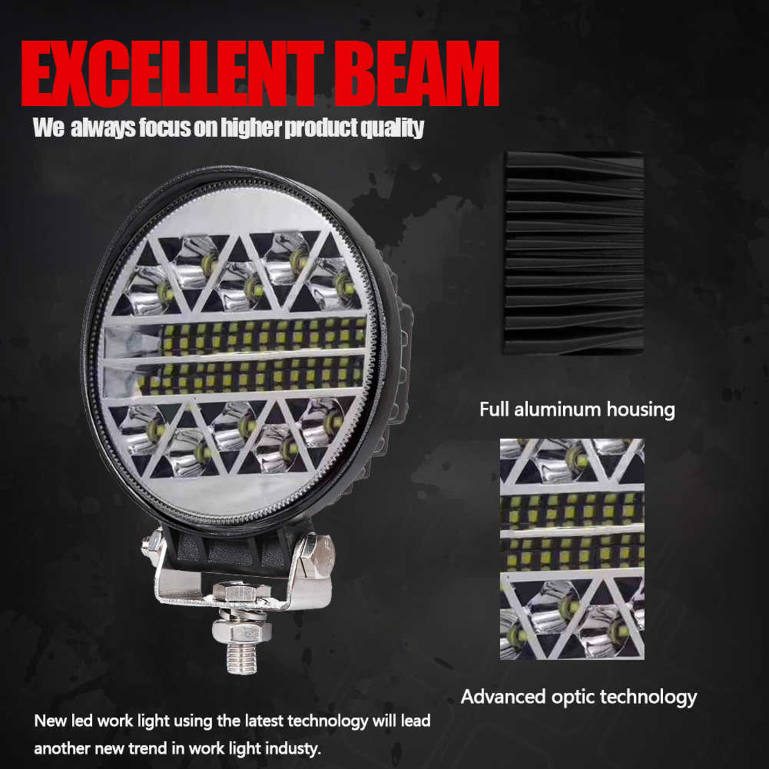 108W LED ЛЕД Диоден Фар Кръгла Работна Лампа Прожектор Задна Светлина 12V 24V